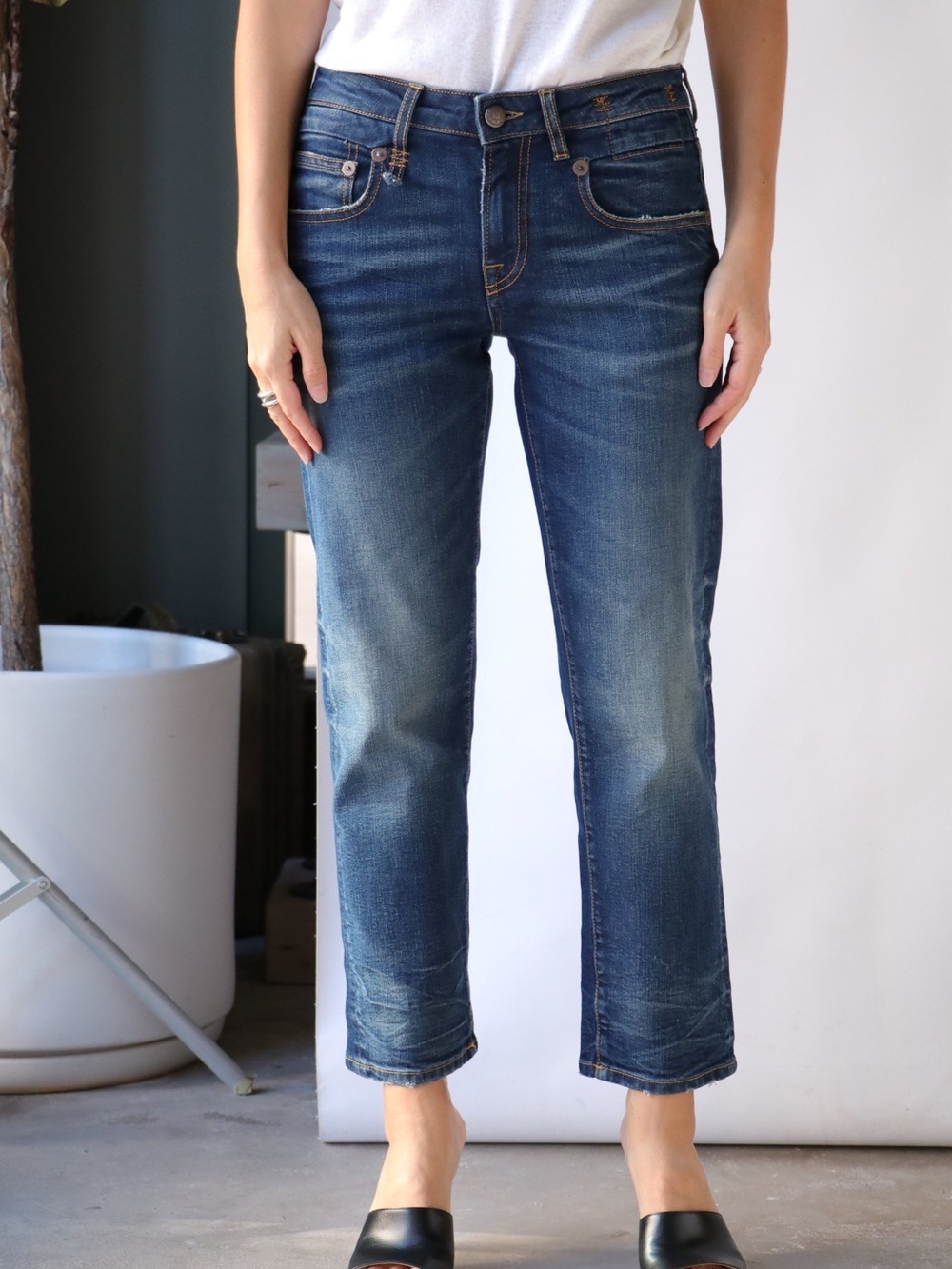 R13 Women's Lily Blue Boy Straight Jeans